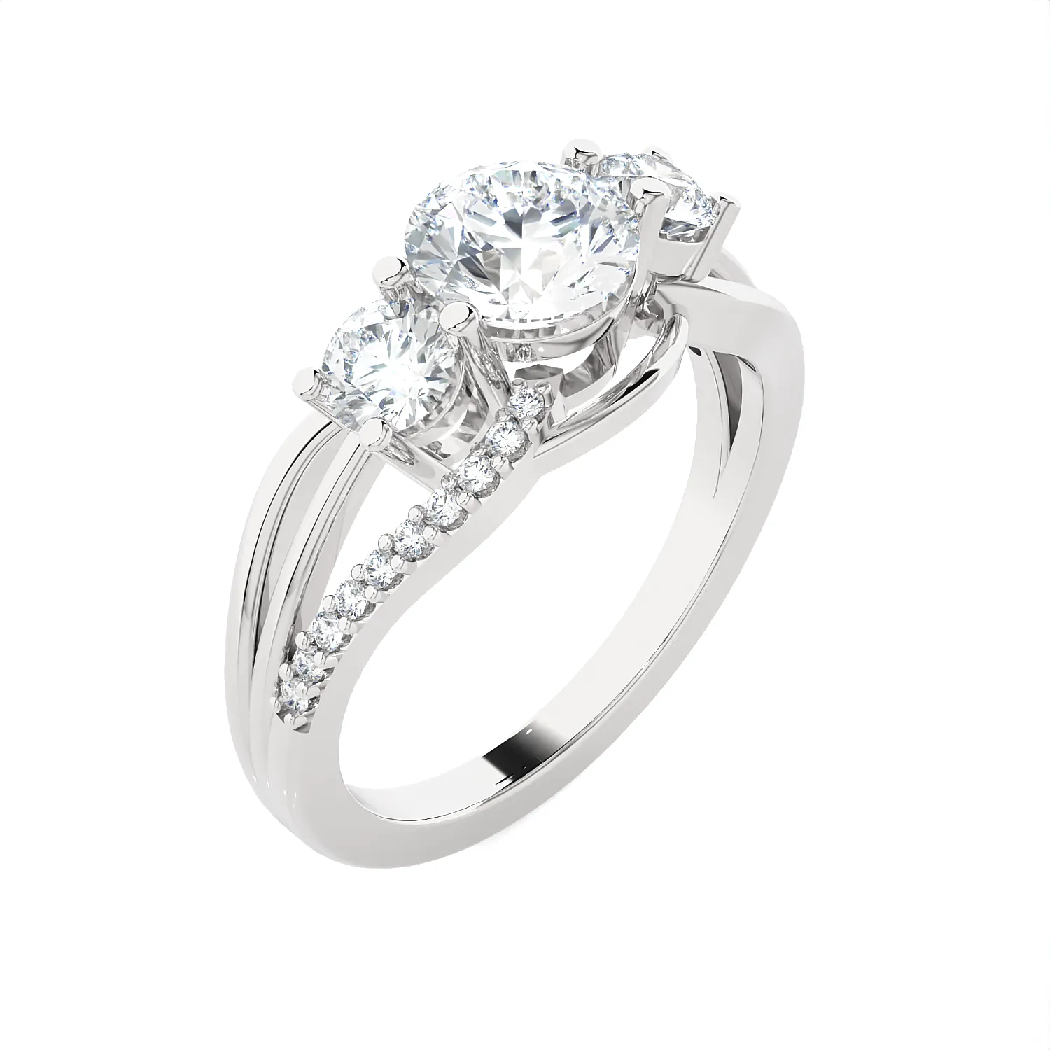 1 5/8 ctw Round Three Stone Lab Grown Diamond Ring