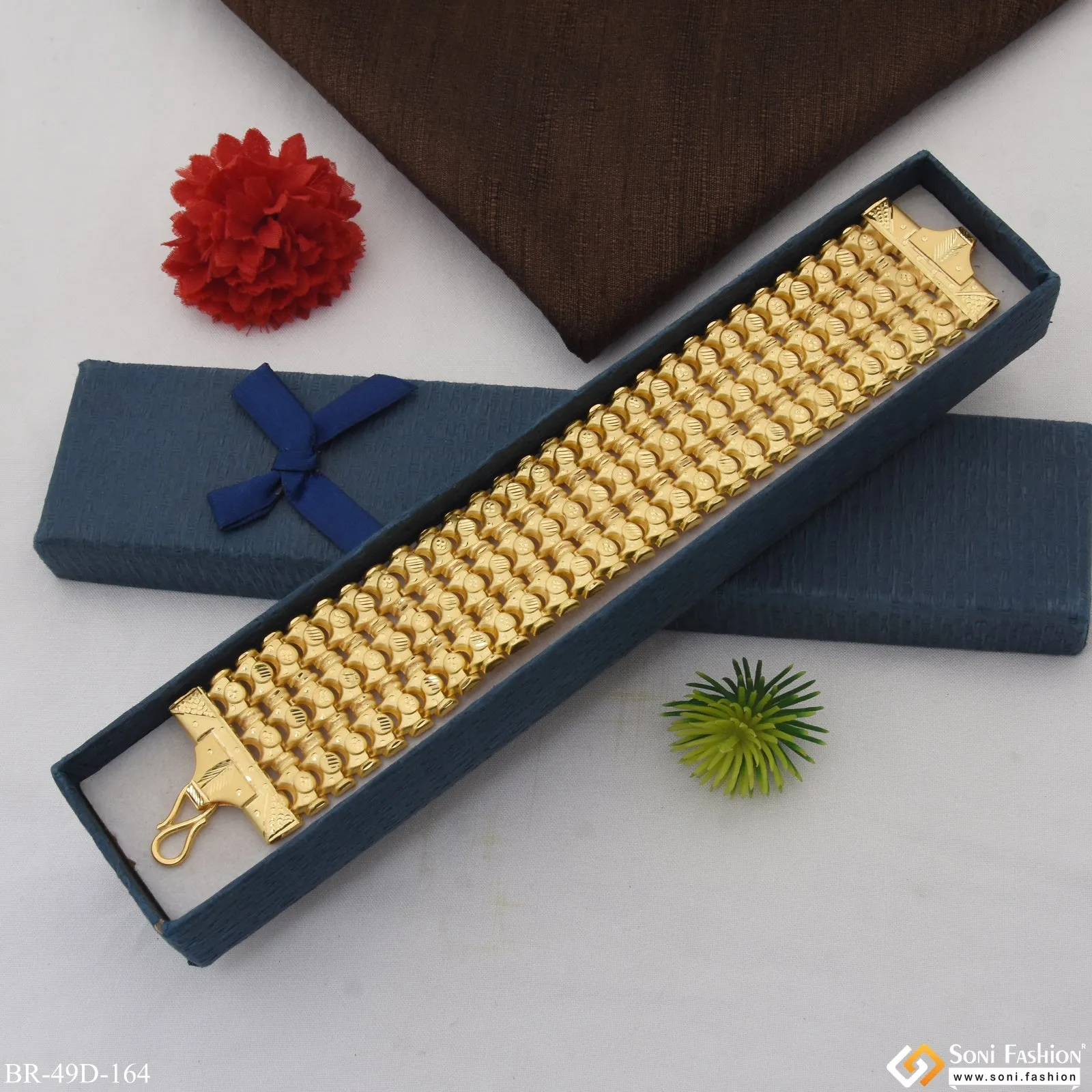 1 Gram Gold Plated Prominent Design Bahubali Bracelet for Men - Style D164