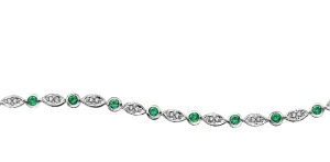 10k White Gold Diamond and Emerald Bracelet
