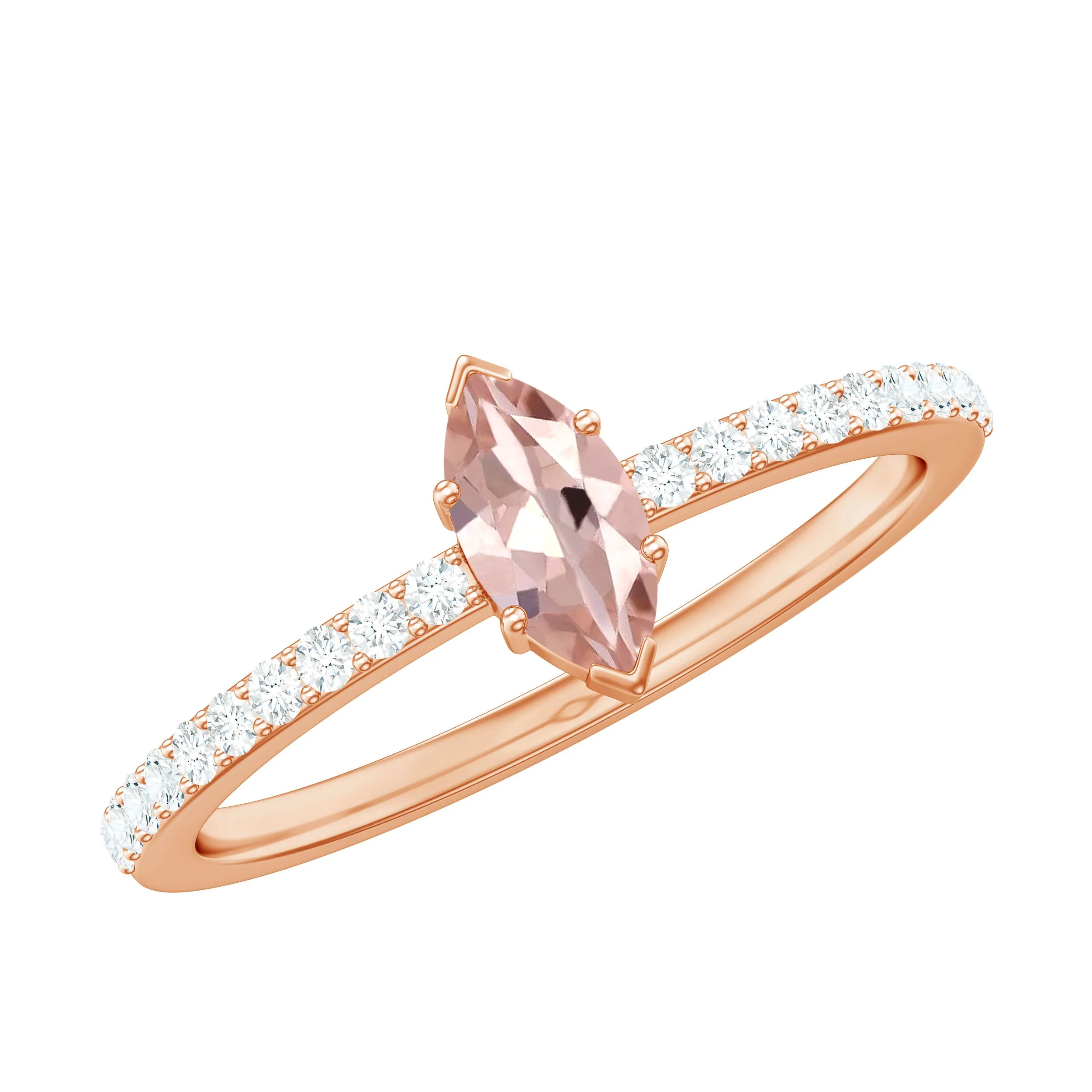 1/2 Ct Morganite Marquise Engagement Ring with Diamond