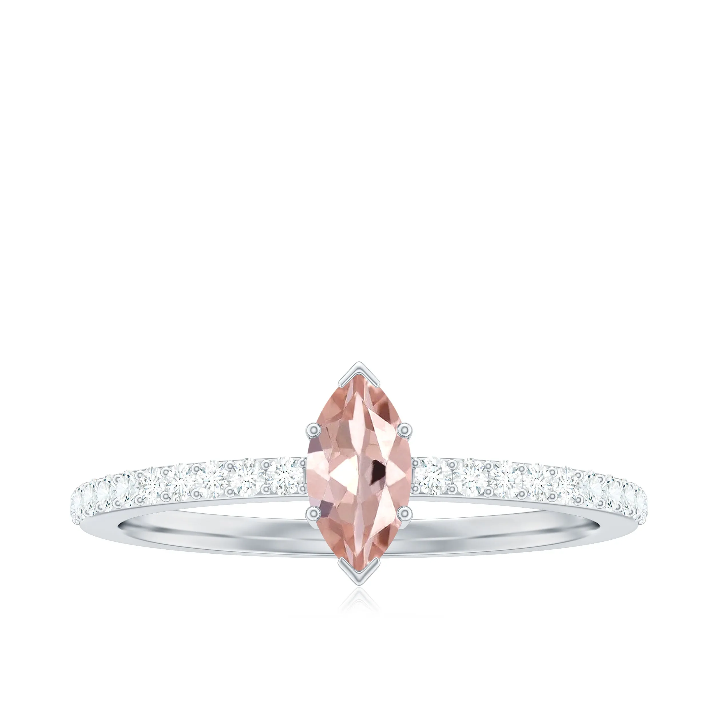1/2 Ct Morganite Marquise Engagement Ring with Diamond