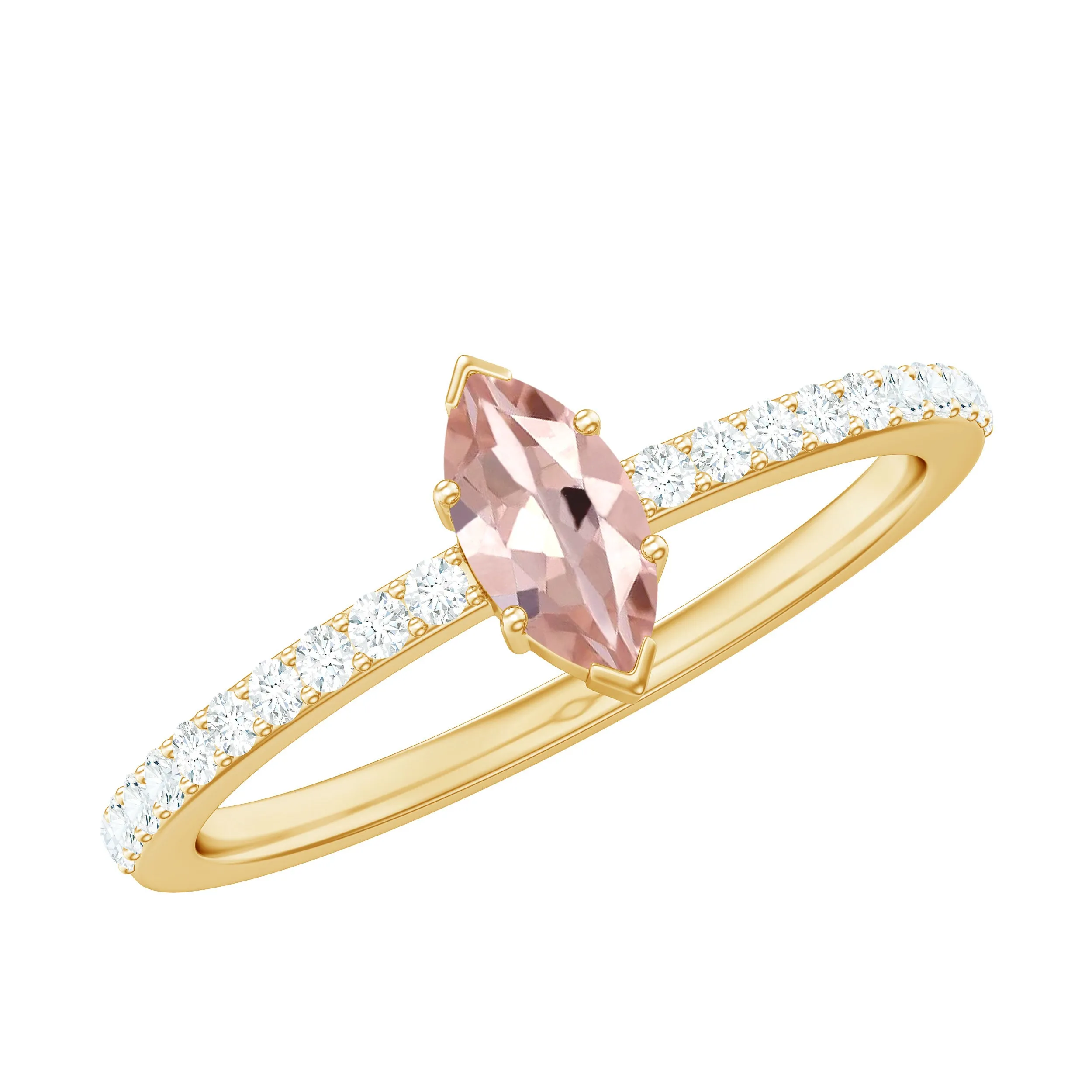 1/2 Ct Morganite Marquise Engagement Ring with Diamond