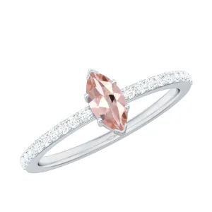 1/2 Ct Morganite Marquise Engagement Ring with Diamond