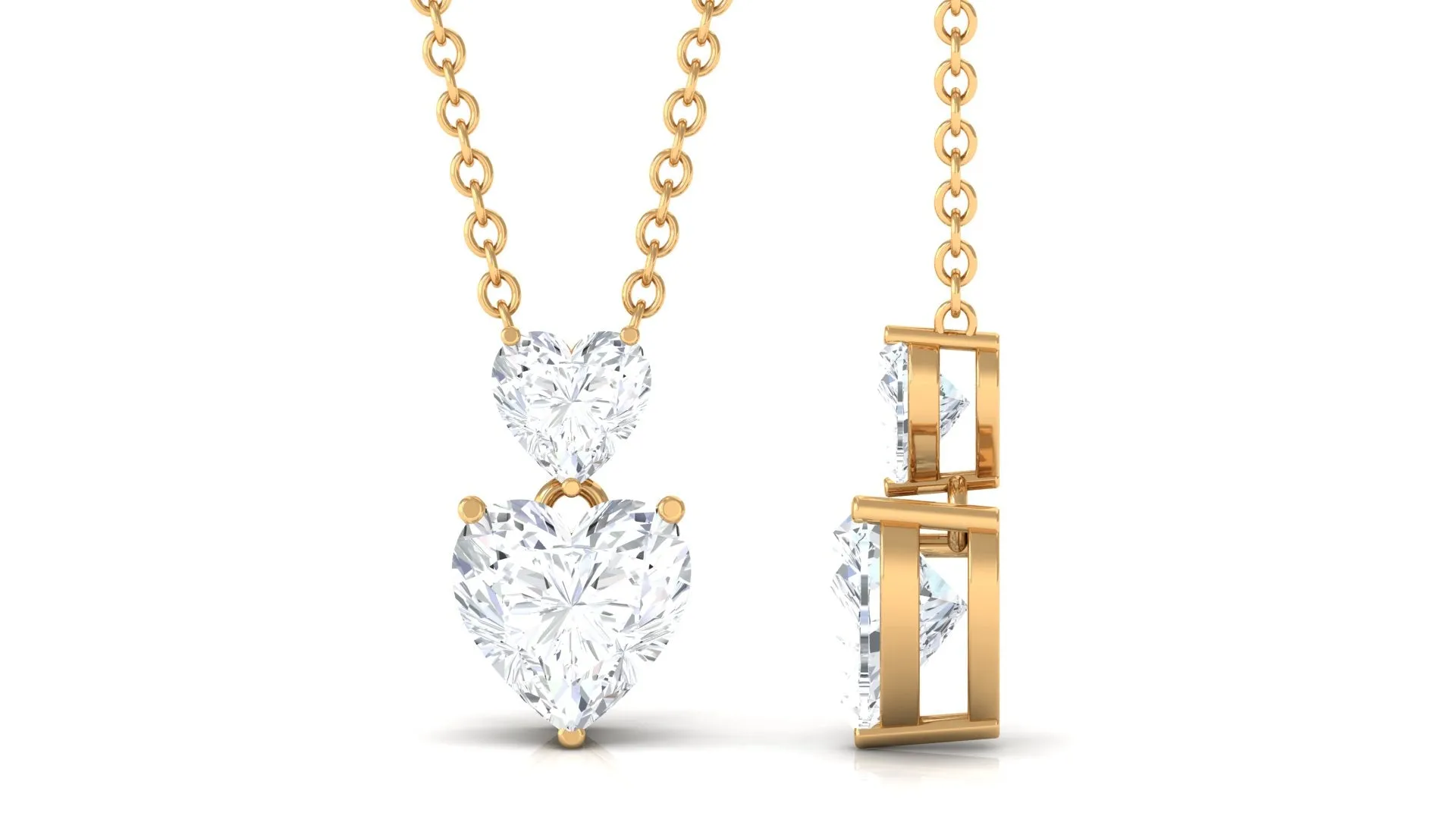1.25 CT Certified Cubic Zirconia Twin Heart Necklace in Prong Setting