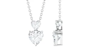 1.25 CT Certified Cubic Zirconia Twin Heart Necklace in Prong Setting