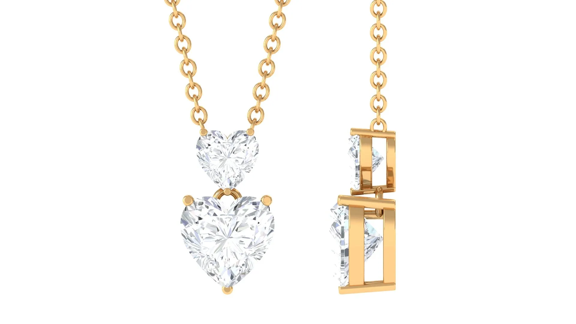 1.25 CT Certified Cubic Zirconia Twin Heart Necklace in Prong Setting