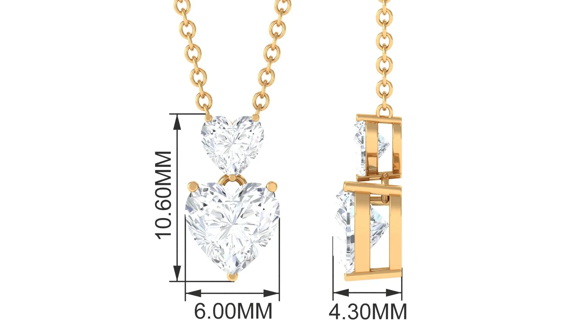 1.25 CT Certified Cubic Zirconia Twin Heart Necklace in Prong Setting