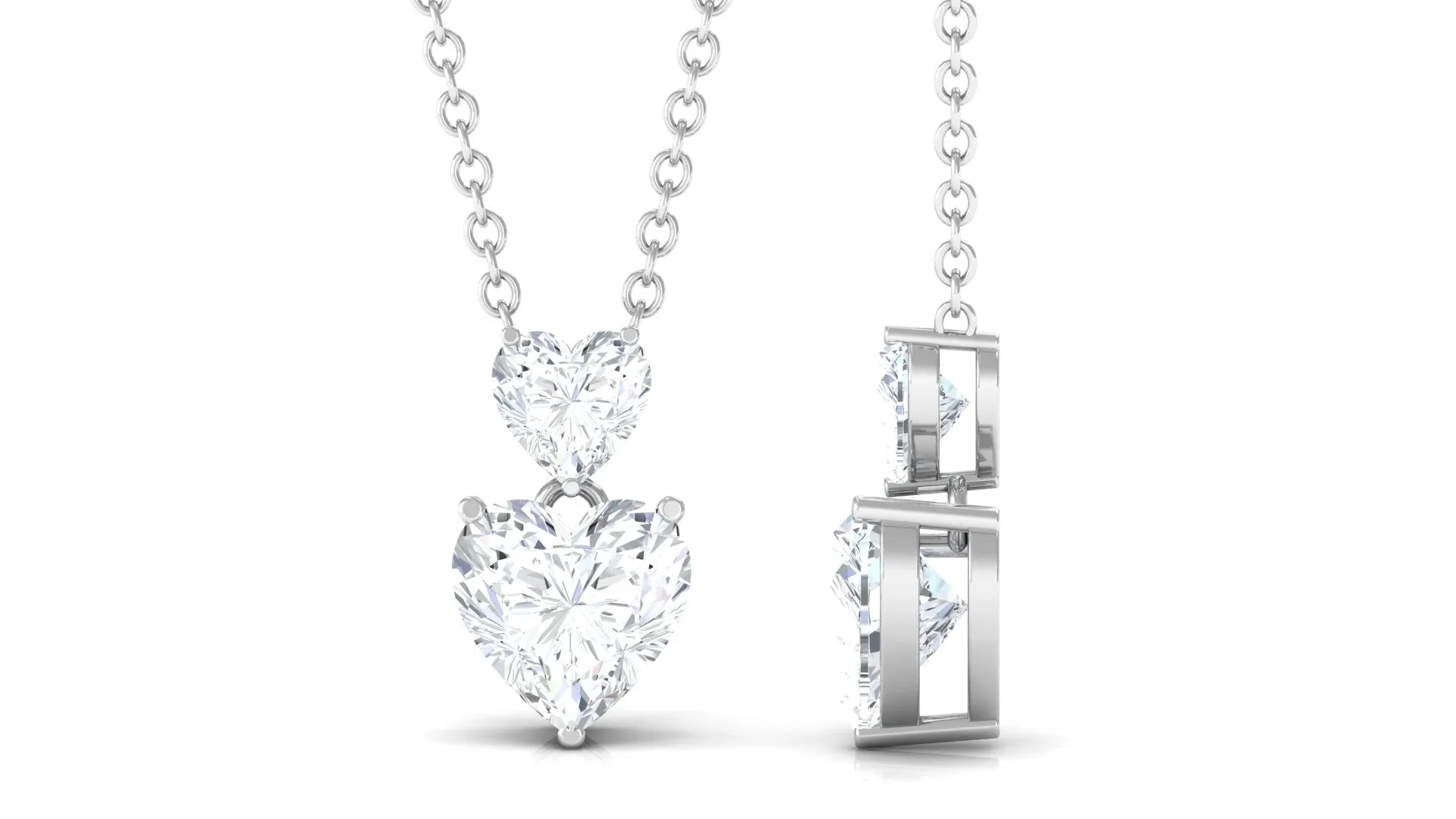 1.25 CT Certified Cubic Zirconia Twin Heart Necklace in Prong Setting