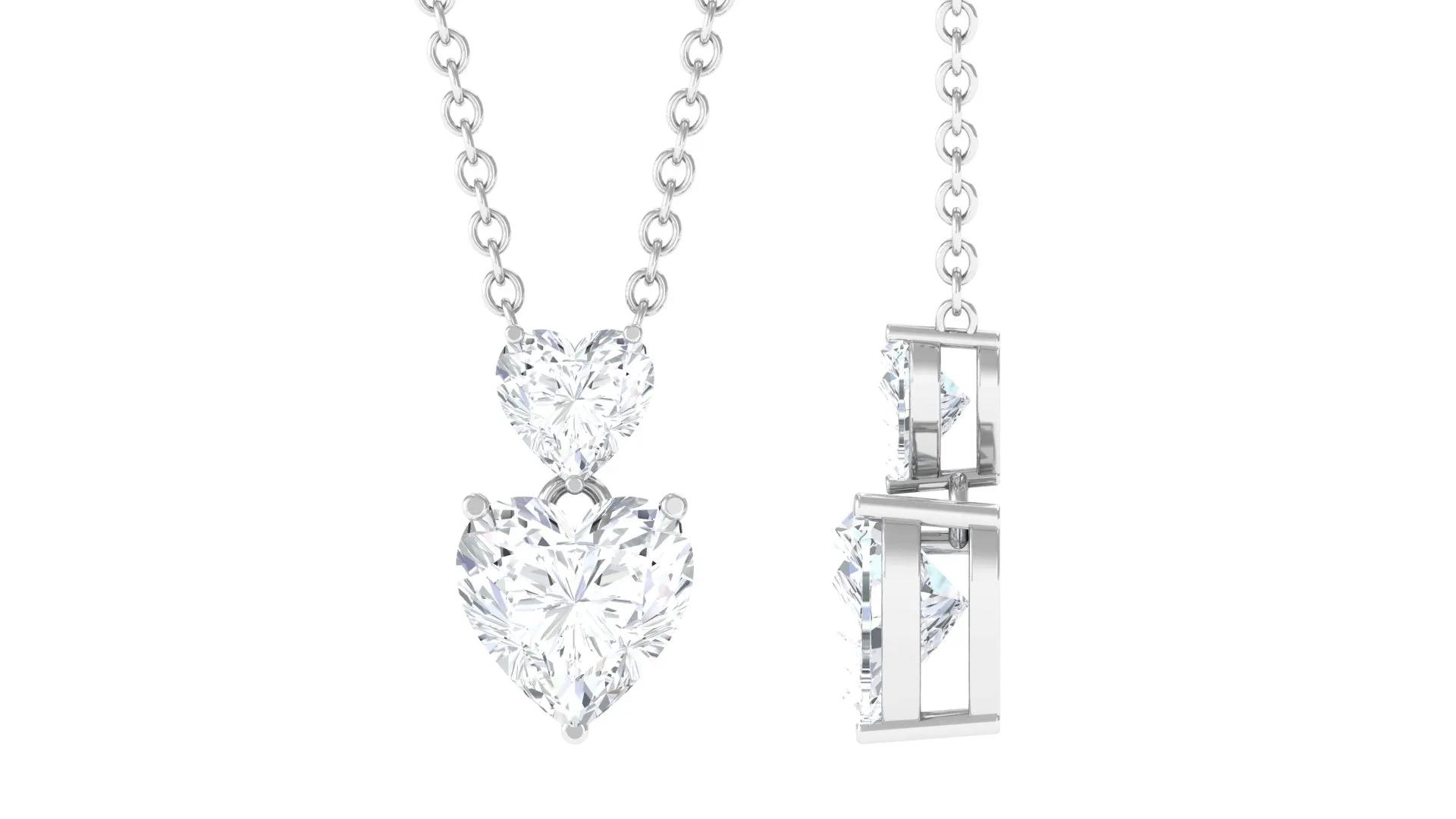 1.25 CT Certified Cubic Zirconia Twin Heart Necklace in Prong Setting