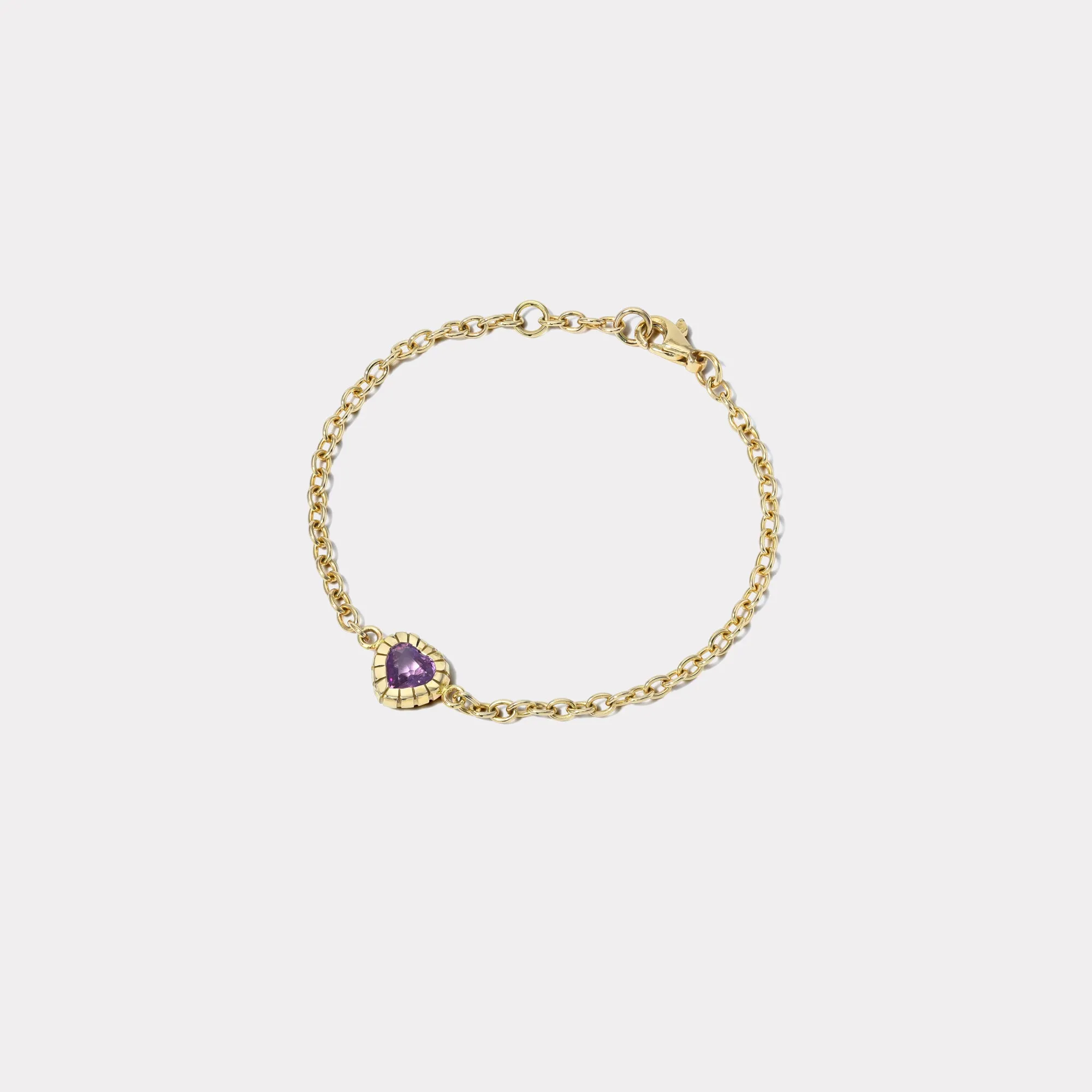 1.25ct Heart Pink Sapphire Heirloom Bezel Bracelet