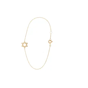 14 Karat Gold Star of David Bracelet