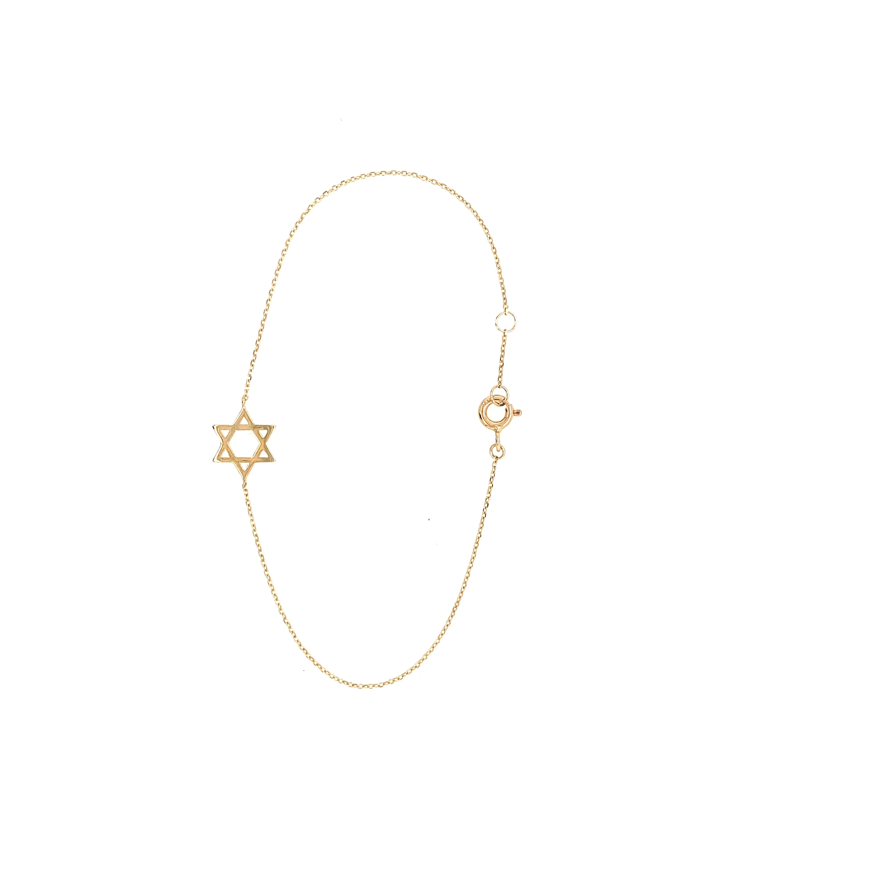 14 Karat Gold Star of David Bracelet