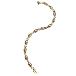 14 kt Tri Color Elephant Bracelet with Cubic Zircon