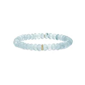 14k Aquamarine Bracelet with 1 Diamond Rondelle - 7mm