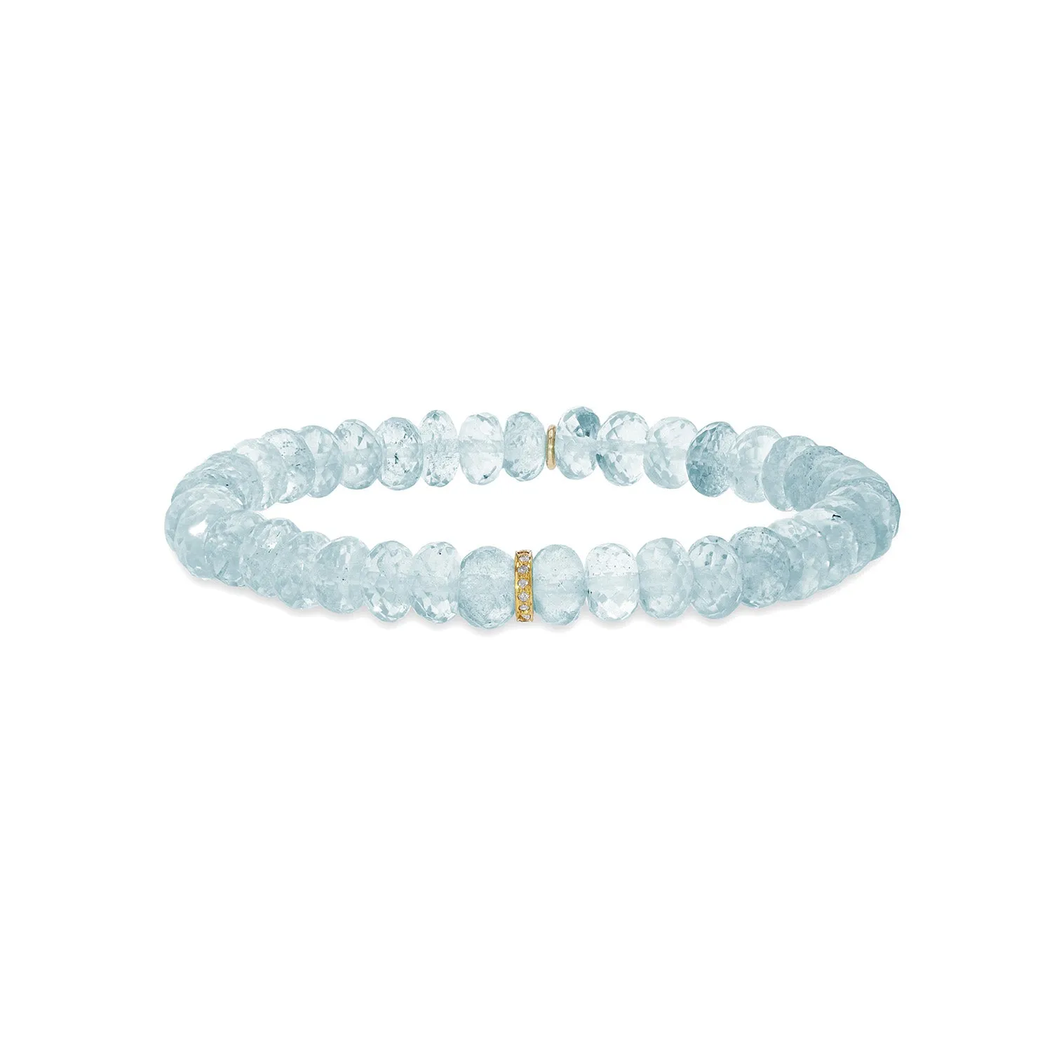 14k Aquamarine Bracelet with 1 Diamond Rondelle - 7mm