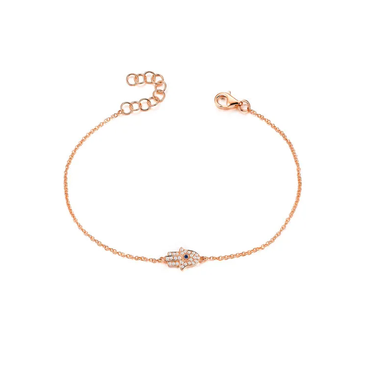14k Gold & Diamond Evil Eye Bracelet - 0.10ct