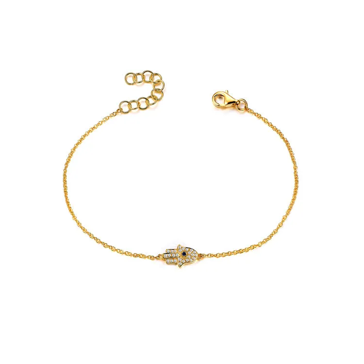 14k Gold & Diamond Evil Eye Bracelet - 0.10ct