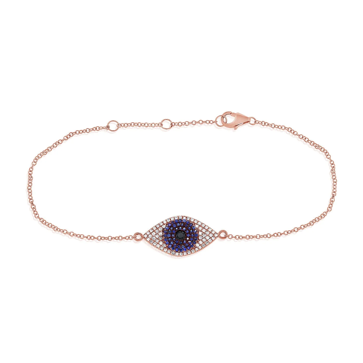 14k Gold & Diamond Evil Eye Bracelet - 0.15ct