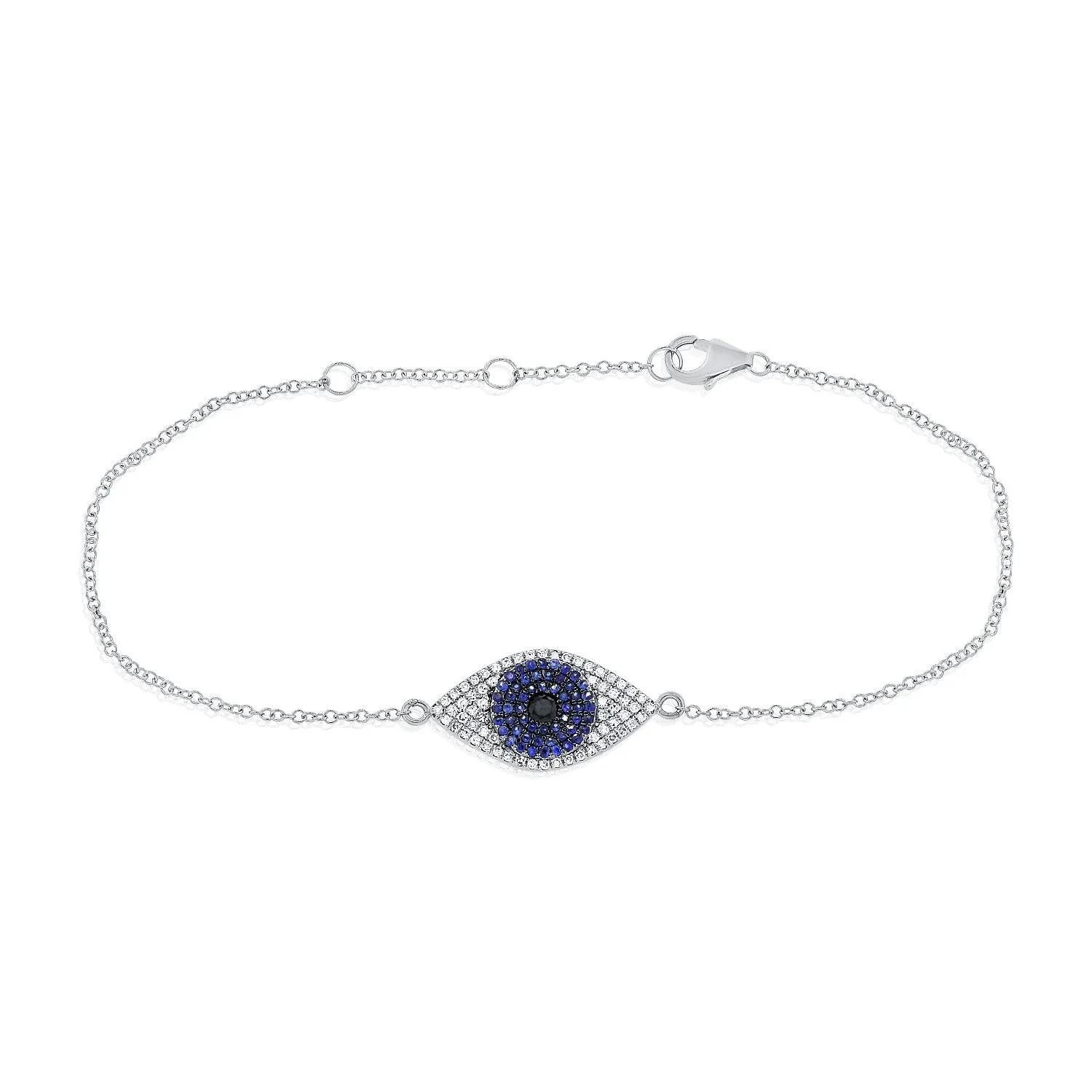 14k Gold & Diamond Evil Eye Bracelet - 0.15ct
