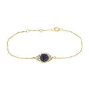14k Gold & Diamond Evil Eye Bracelet - 0.15ct