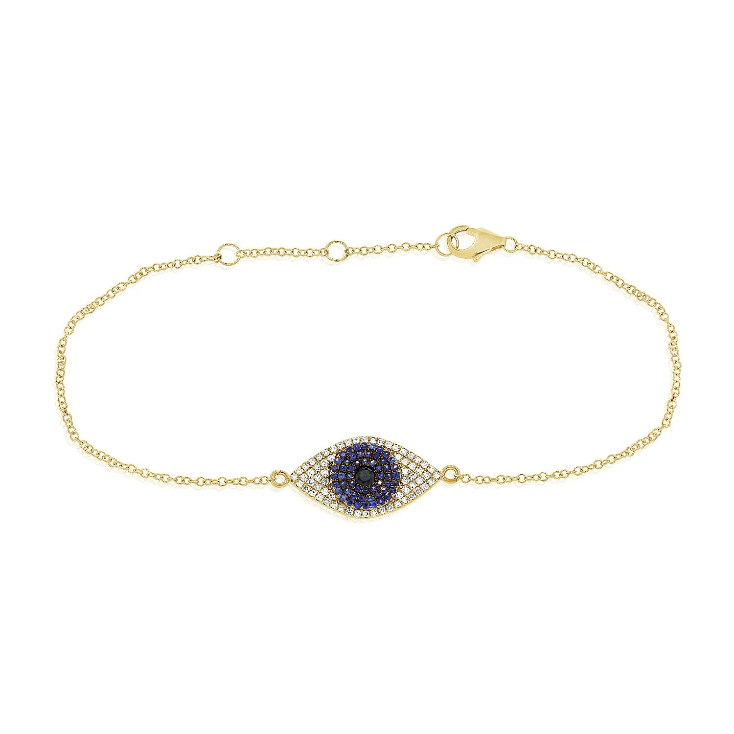14k Gold & Diamond Evil Eye Bracelet - 0.15ct