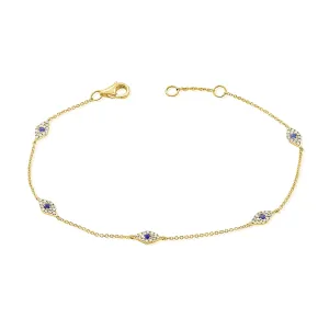 14k Gold & Diamond Evil Eye Bracelet - 0.26ct
