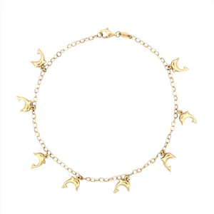 14K Gold Dolphin Charm Anklet