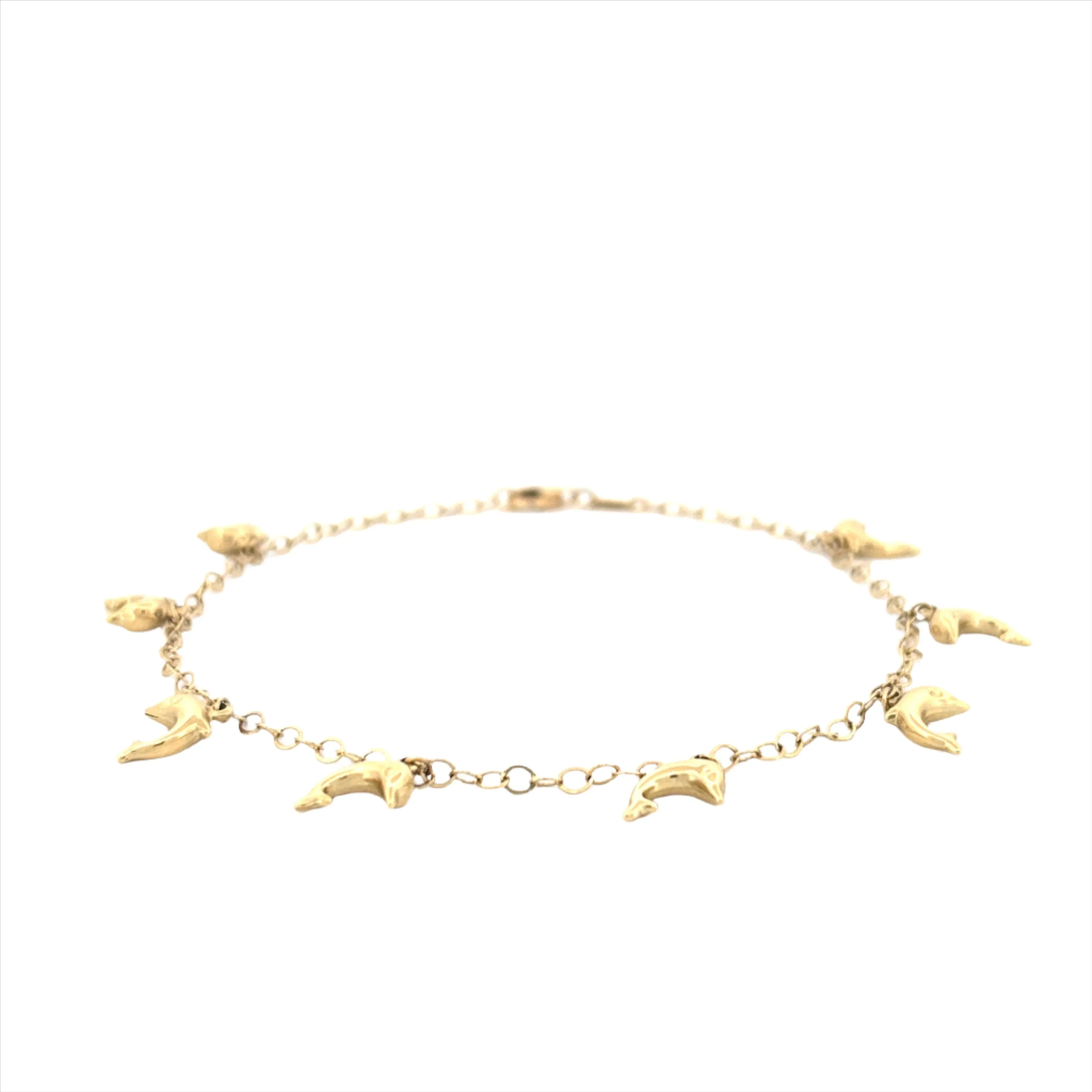 14K Gold Dolphin Charm Anklet