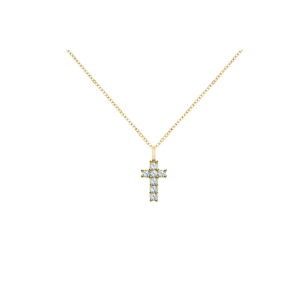 14K Gold Gemstone Cross Necklace
