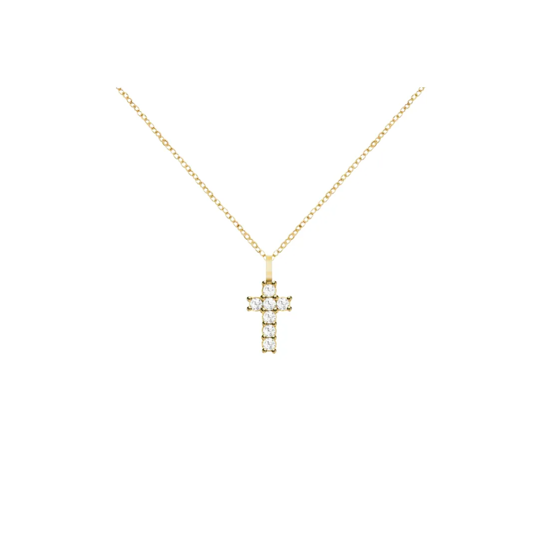 14K Gold Gemstone Cross Necklace