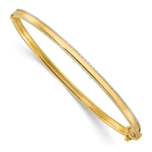 14K Two-tone Polished and Diamond Cut Hinged Bangle