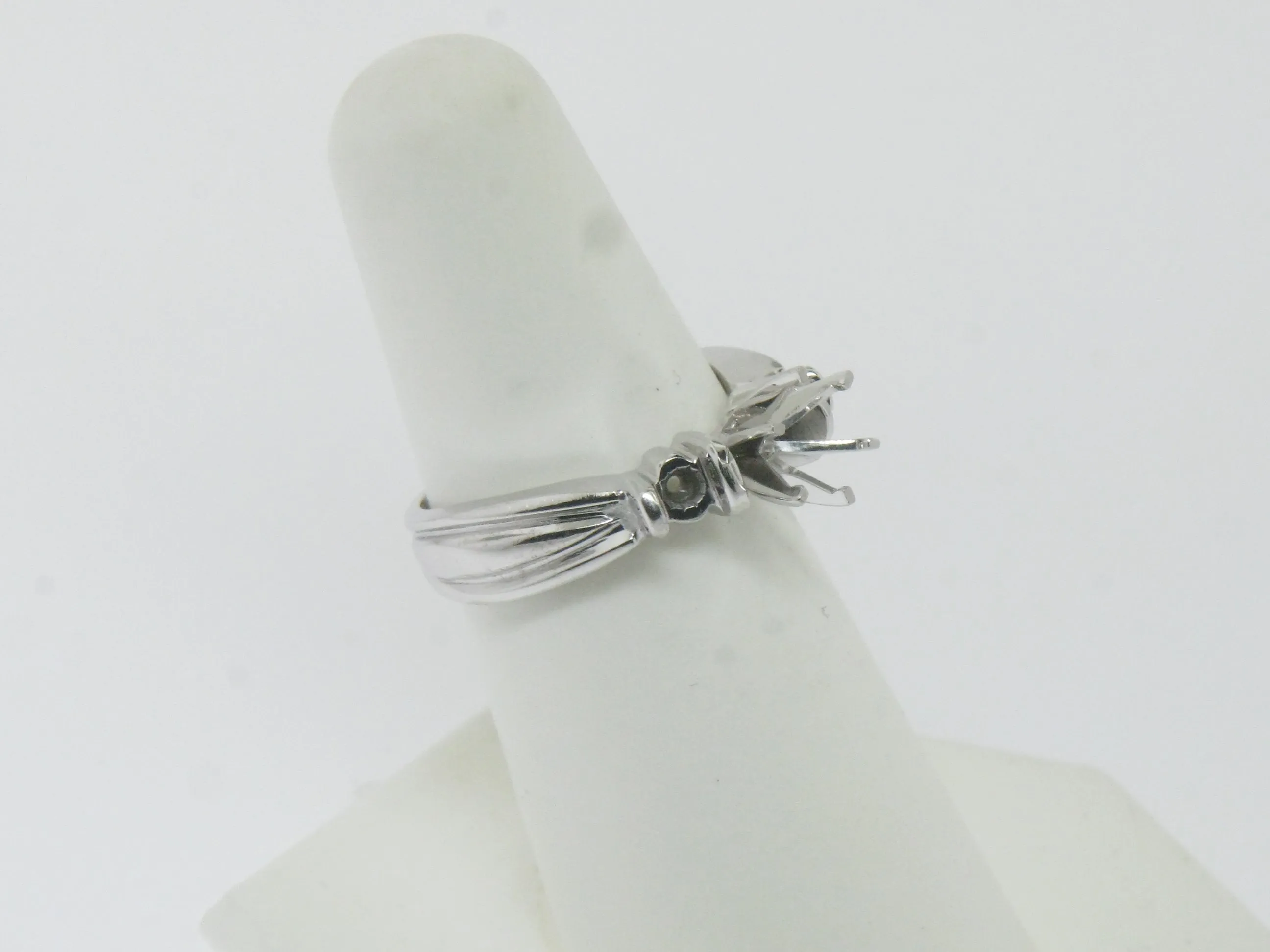 14K White Gold 3 Stone Engagement Ring Mounting Size 6-3/8 (Brand New Sale)