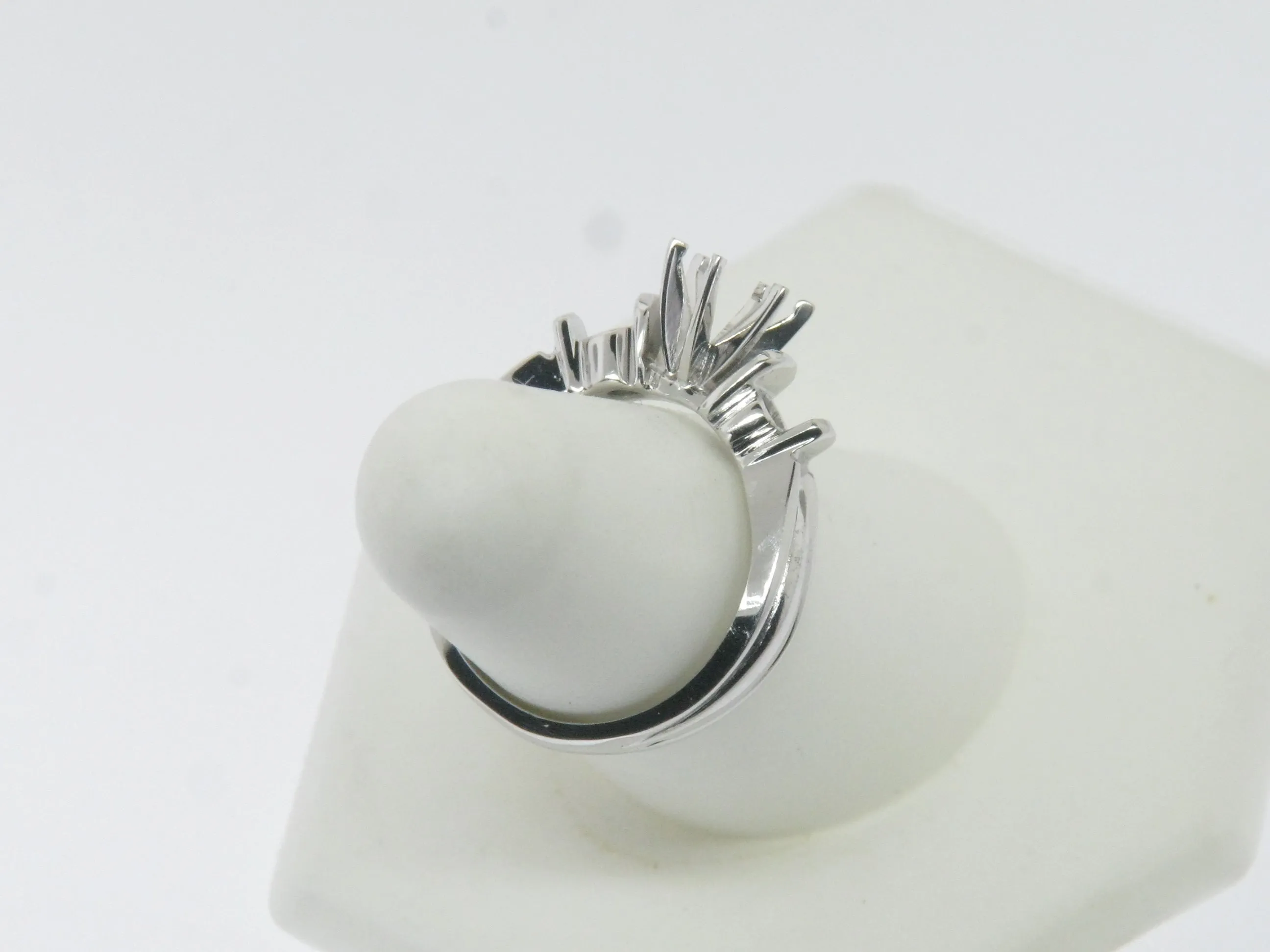14K White Gold 3 Stone Engagement Ring Mounting Size 6-3/8 (Brand New Sale)