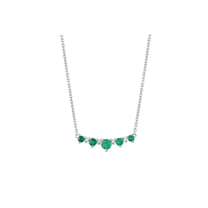 14K White Gold Emerald and Diamond Necklace