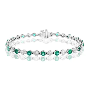 14K WHITE GOLD EMERALD DIAMOND BRACELET
