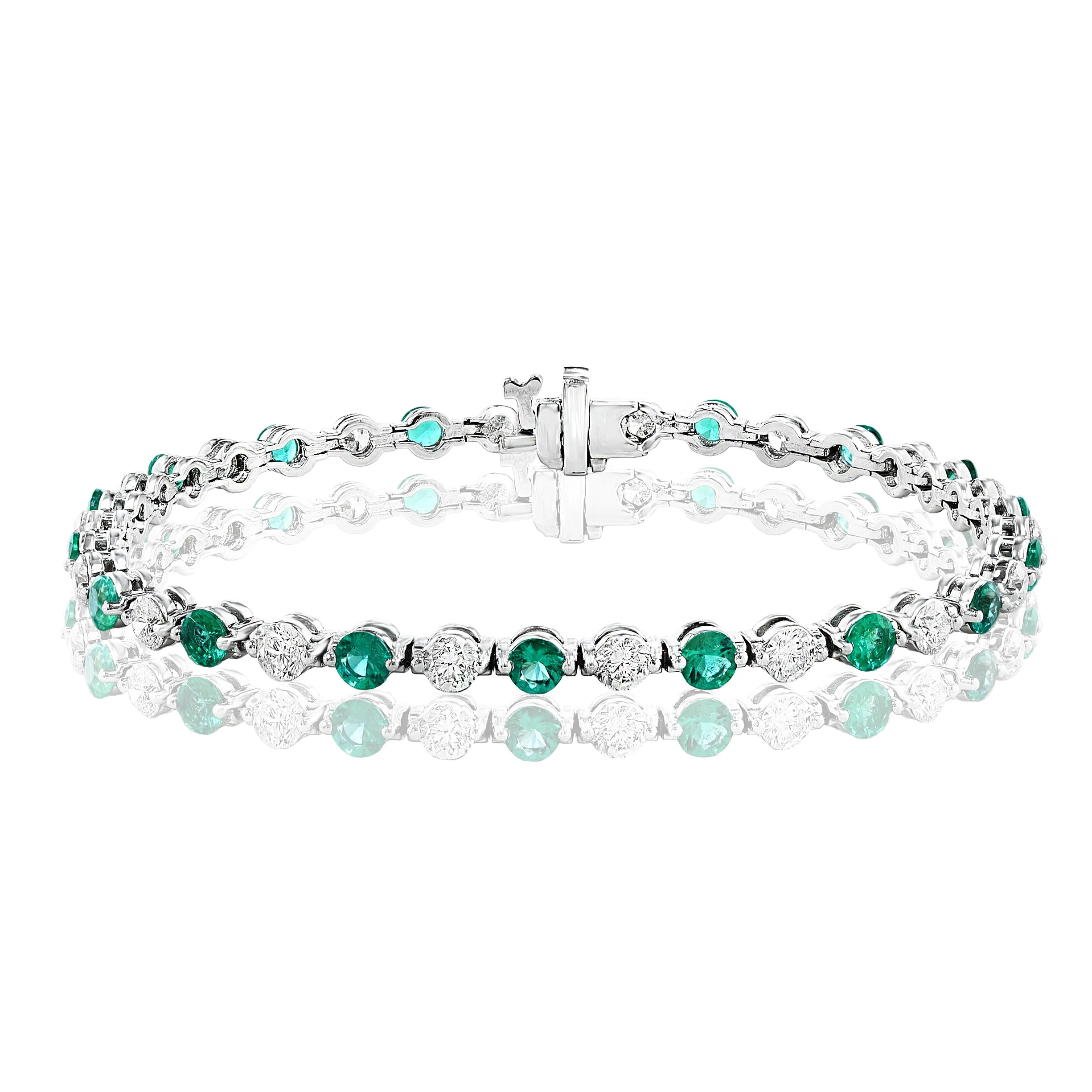 14K WHITE GOLD EMERALD DIAMOND BRACELET