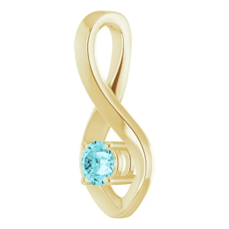 14K Yellow 4 mm Round Natural Blue Zircon Pendant