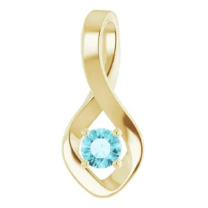 14K Yellow 4 mm Round Natural Blue Zircon Pendant
