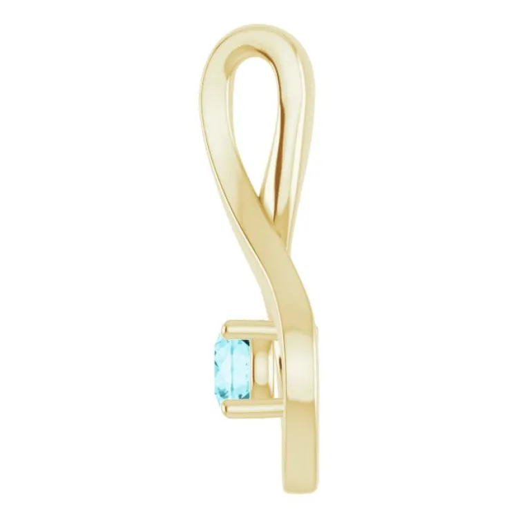 14K Yellow 4 mm Round Natural Blue Zircon Pendant