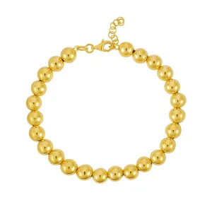 14K Yellow 7.00 mm Bead Bracelet Size 7.25
