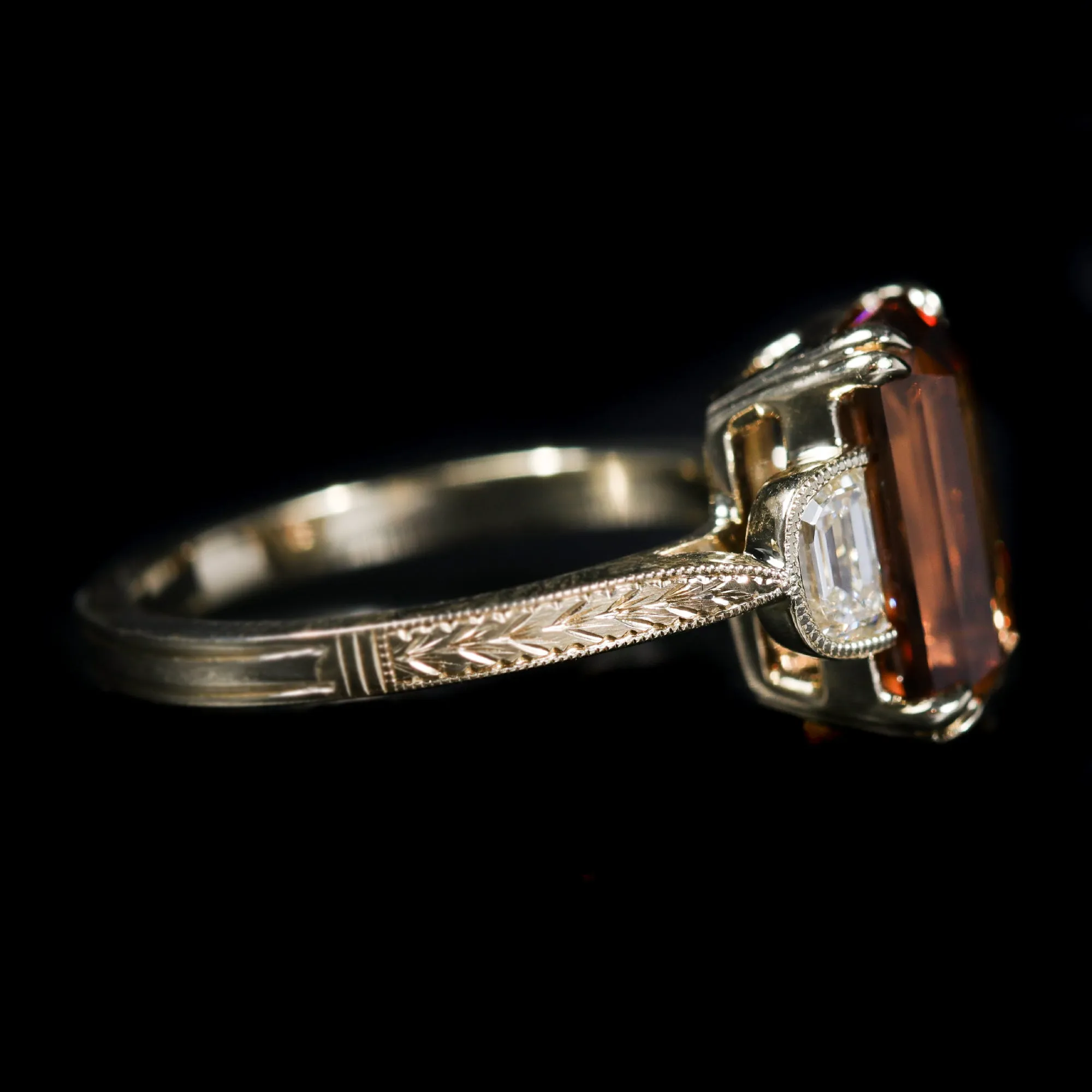 14K Yellow Gold 5.43 Carat Brown Zircon and Diamond Ring