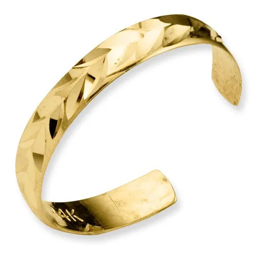 14k Yellow Gold Diamond Cut Toe Ring