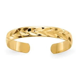 14k Yellow Gold Diamond Cut Toe Ring