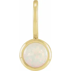 14K Yellow Gold Natural White Opal Charm/Pendant