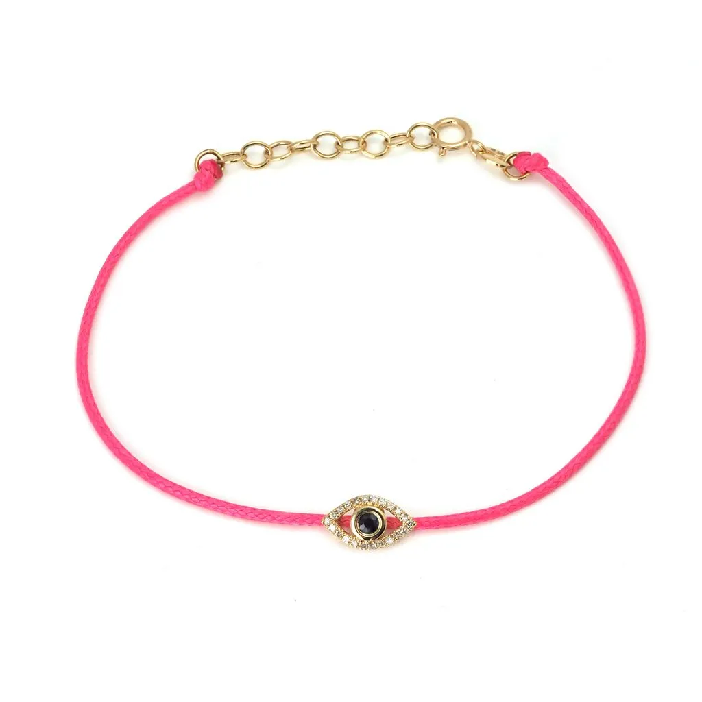 14k Yellow Gold Sapphire and Diamond Evil Eye Bracelet