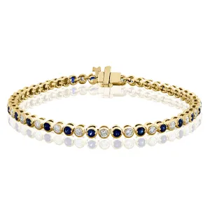 14K YELLOW GOLD SAPPHIRE DIAMOND BRACELET