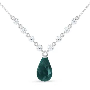15.6 Carat 14K Solid White Gold Necklace Diamond Emerald