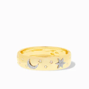 15mm hinge bangle with crystal moons and stars