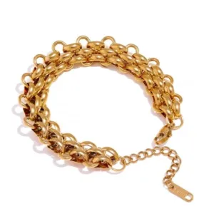17cm-22cm (7"-9") 13.6mm Unique Wide Flat Chain Bracelet