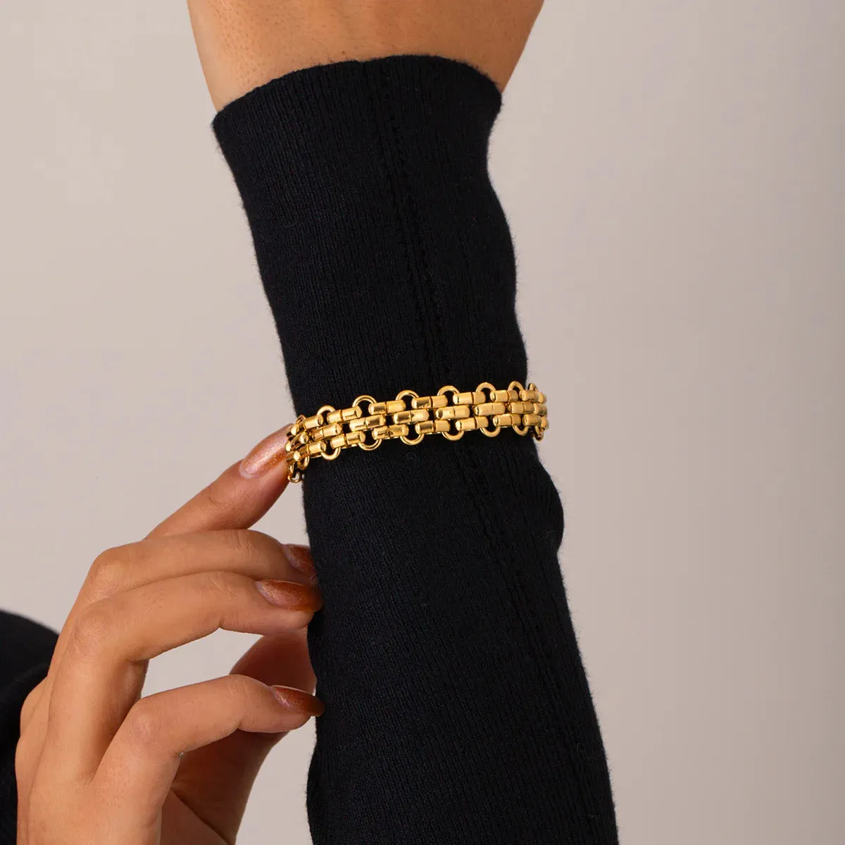 17cm-22cm (7"-9") 13.6mm Unique Wide Flat Chain Bracelet